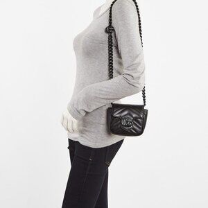 Gucci Black Quilted Leather Marmont Shoulder/Waist Bag